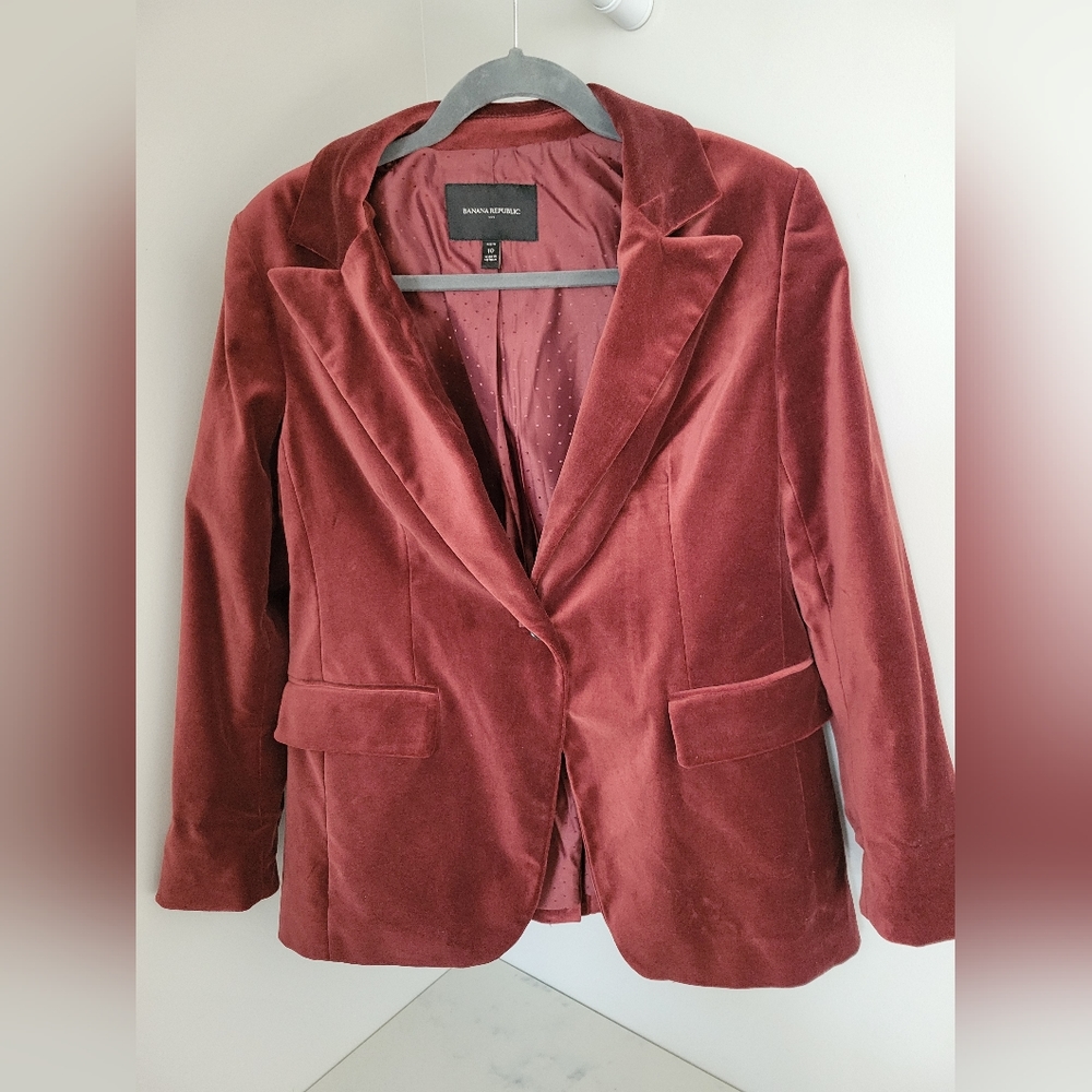 Banana Republic Factory Long & Lean Velvet Blazer Dark Spiced Rum